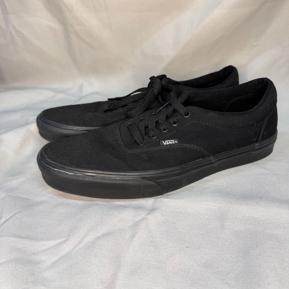 Vans Era Triple Black Canvas Low Top Skate Shoes Mens Sneakers VN000EWZBLK